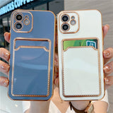 Soft Electroplated Card Bag Shockproof Phone Case For iPhone 12 11 Series