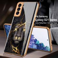 Luxury Plating Glass Soft Edge Camera Protection Case For Samsung Galaxy S21 Plus Ultra 5G