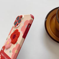 Korean Cute Plush Flower Leather Case for iPhone 13 12 11 Pro Max