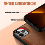 Ultra Thin Genuine Cowhide Leather Luxury Business Case for iPhone 13 12 Pro Max Mini