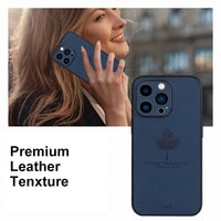 Luxury Leather Maple Leaf Texture Camera Lens Case for iPhone 13 12 11 Pro Max Mini