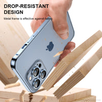 Luxury Metal Frame Transparent Matte Case For iPhone 13 12 11 Pro Max