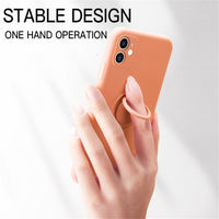 3 in 1 Luxury Soft Liquid Silicone Stand Ring Holder Case For iPhone 12 Series