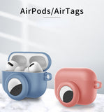 2 In1 Silicone Protective Case with Keychain For AirPods Pro & AirTag