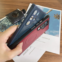 Magsafe Magnetic Car Luxury Leather Back Case for Samsung Galaxy S22 S21 Ultra Plus