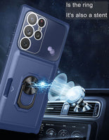 Metal Magnetic Ring Holder Card Slot Case For Samsung Galaxy S22 Ultra Plus