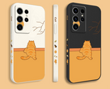 Cute Fat Orange Cat Liquid Silicone Case For Samsung Galaxy S23 S22 S21 series