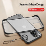 Ultra Thin Hard Frameless Translucent Case with Ring For iPhone 13 12 Series