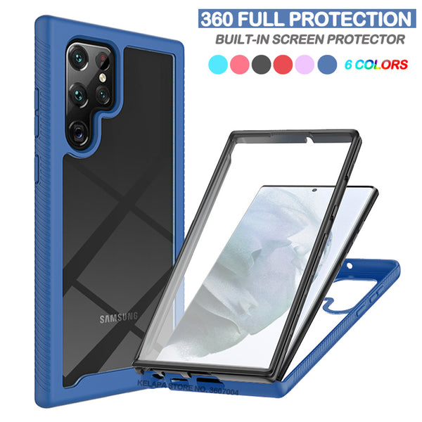 360 Clear Full Protection Armor Shockproof Case for Samsung Galaxy S22 S21 Ultra Plus