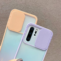 Slide Camera Lens Protection Shockproof Matte Soft Back Cover Case For Huawei Smartphone