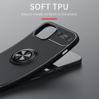 Eco-friendly TPU Soft Silicone Shockproof Phone Case with Metal Ring Stand for iPhone 12 11 Series