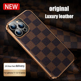 Luxury Carbon Fiber Leather Camera Protection Case for iPhone 13 12 11 Pro Max Mini