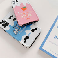 Cute Fruit Strawberry Drink Milk Korean Soft Silicone Case For iPhone 11 Series