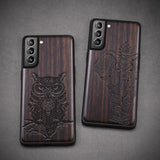 Black Ebony Wood 3D Carved Case For Samsung S21 Ultra Plus