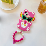 Pacifier Sunglasses Girl Pink Hand String Drop Resistant Silica Gel Case For iPhone 14 13 12 series