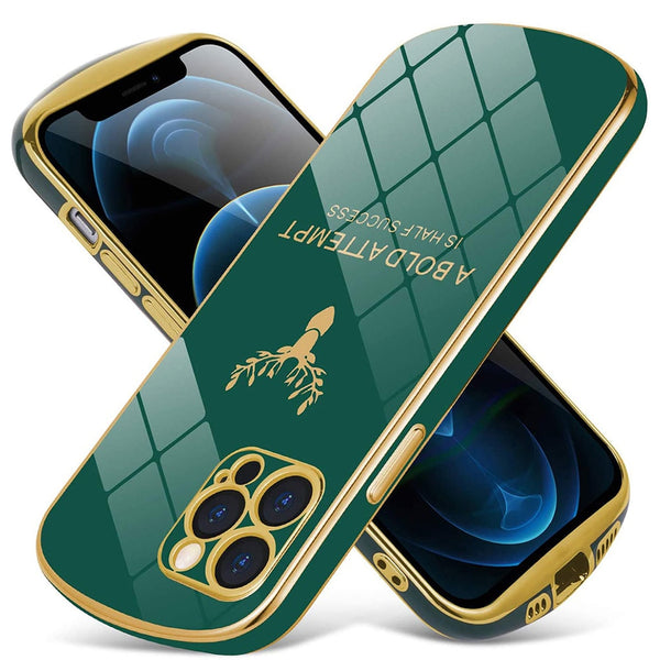 Luxury Gold Plating Lens Protection Elk Pattern Oval Soft Case For iPhone 12 11 Series