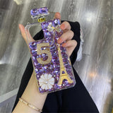 Luxury 3D Eiffel Tower Perfume Bottle Glitter Bling with Chain Cases for iPhone 13 12 11 Pro Max Mini