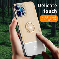 Wood Grain Leather Splicing Case For iPhone 12 11 XS Series