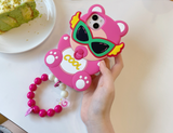 Pacifier Sunglasses Girl Pink Hand String Drop Resistant Silica Gel Case For iPhone 14 13 12 series