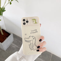 Cute Dinosaur Slide Camera Protection Case For iPhone 13 12 11 Pro Max