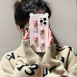 New 3D Cute Bear Rabbit Love Heart Soft Leather Phone Case For iPhone 13 12 11 Series