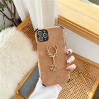 Leather Flash Elk Rhinestone Pattern Phone Case For iPhone 12 11 XS Series