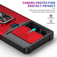 Slide Camera Lens Protector ShockProof Card Bag Magnetic Ring Stand Case For Samsung Galaxy S21 Note20 Series