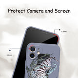 Liquid Silicone Camera Protector Tiger Pattern Case for iPhone 13 12 11 Series