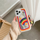 Cute Makeup Mirror Rainbow Flowers Bracelet Phone Case For iPhone 13 12 11 Pro Max