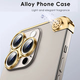 Luxury Aluminum Aromatherapy Lens Protection Shell Corner Pads Shockproof Phone Cases For iPhone 15 14 13 Series