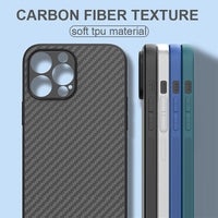 Carbon Fiber Texture Shockproof TPU Case For iPhone 13 12 11 Pro Max