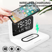 LED Electric Alarm Clock & Fast Wireless Charging Stand Dock For iPhone 11 12 Pro Max