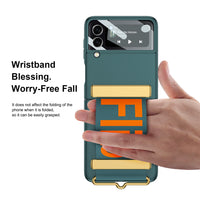 Heavy Duty Silicone Leather Case with Strap for Samsung Galaxy Z Flip 3