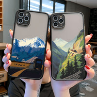 Hand Painted Pattern Mountain Scenery Case for iPhone 14 13 12 series