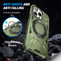 360 ° Rotating Bracket Magnetic Shockproof Armor Case For iPhone 15 14 13 12 series