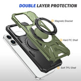 360 ° Rotating Bracket Magnetic Shockproof Armor Case For iPhone 15 14 13 12 series