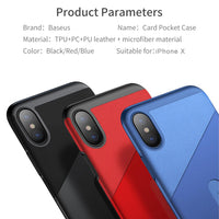Leather Case For iPhone X PU Card Slot Pocket Protective