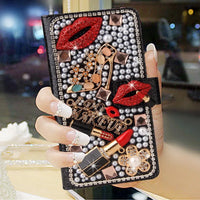 Bling Diamond Rhinestone Flower Leather Magnetic Flip Wallet Case for Samsung Galaxy S24 S23 S22 S21 Ultra Plus