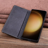 Business Premium Cowhide Leather Flip Case for Samsung Galaxy S23 S22 Ultra Plus