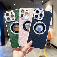 Business Leather Camera Protector Silicone Case For iPhone 14 13 12 series