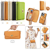 Business Wallet Cards Slot Phone Bag Case With Lanyard For iPhone 15 14 13 series