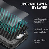 Carbon Fiber Texture Magnetic Invisible Bracket Magsafe Shockproof Armor Case for iPhone 15 14 series
