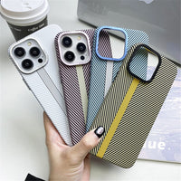 Carbon Fiber Texture Shockproof Hard Plastic Case With Metal Camera Protectionfor For iPhone 15 14 13 12 series