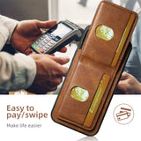 Magnetic Pocket Card Holder Wallet Leather Case For iPhone 15 14 13 12 series