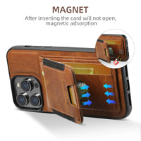 Magnetic Pocket Card Holder Wallet Leather Case For iPhone 15 14 13 12 series