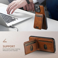 Standing Card Holder Wallet Leather Case For iPhone 15 14 13 12 series