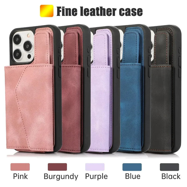 Magsafe Magnetic Shockproof Card Slots Holder Wallet Leather Case For iPhone 15 14 13 12 series