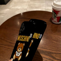 Cartoon Bear Luxury Glossy Hard PC Case for iPhone 15 14 13 12 series