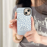 Cartoon Blue Background Daisy Bracket Shockproof Drop Resistant Case For iPhone 14 13 12 series