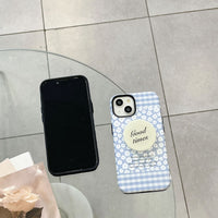 Cartoon Blue Background Daisy Bracket Shockproof Drop Resistant Case For iPhone 14 13 12 series